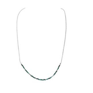Strieborný náhrdelník s malachitom Drobné korálky