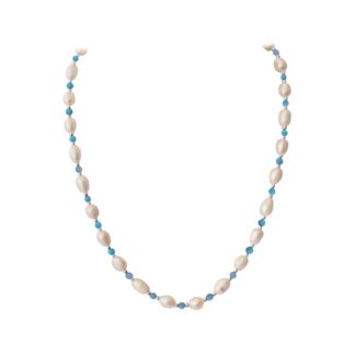 Perlový náhrdelník s modrým apatitom