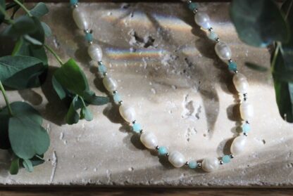 Perlový náhrdelník s amazonitom
